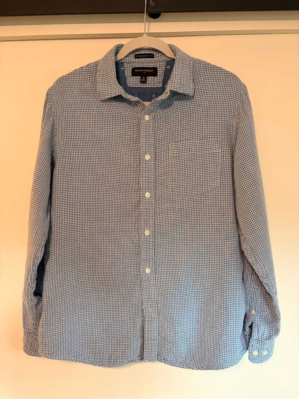 Banana Republic Men’s Light Blue Micro-Check Button-Down Shirt